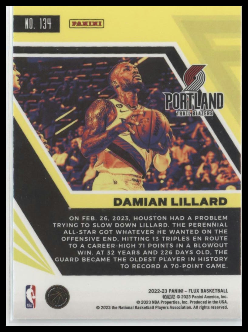 2022-23 Panini Flux #134 Damian Lillard