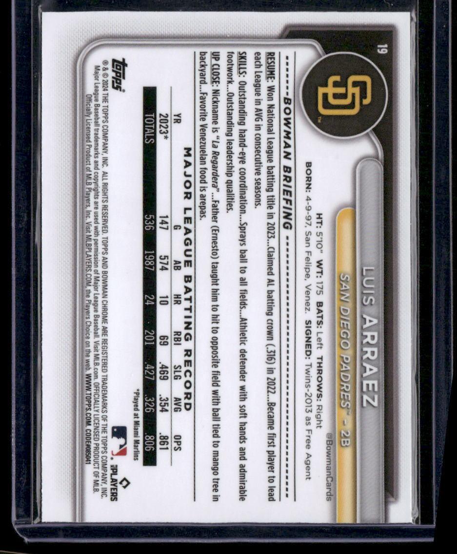 2024 Bowman Chrome #19 Luis Arraez
