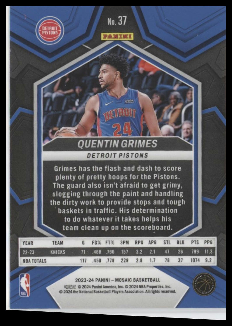2023-24 Panini Mosaic #37 Quentin Grimes