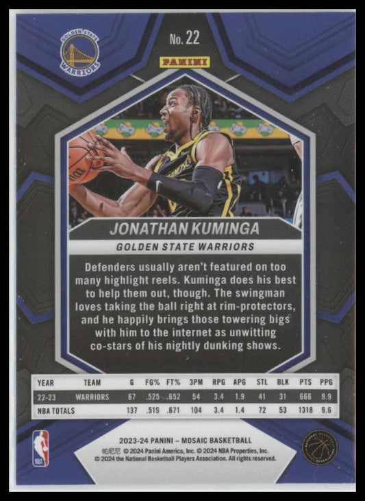 2023-24 Panini Mosaic #22 Jonathan Kuminga