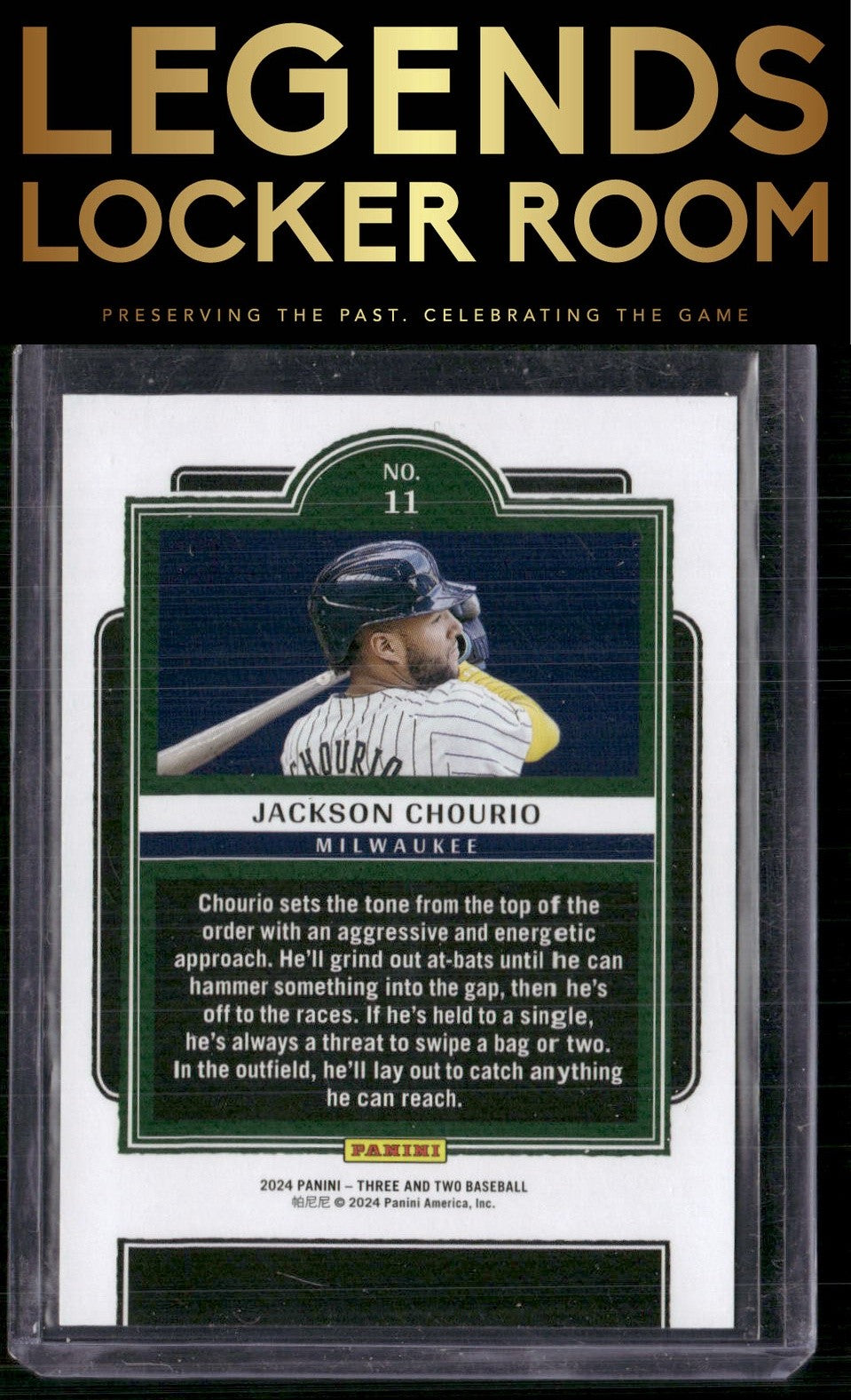 2024 Panini Three and Two #11 Jackson Chourio Full Count Holo Gold #/10