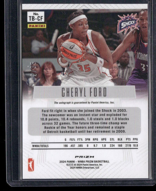 2024 Panini Prizm WNBA #TB-CF Cheryl Ford Throwback Signatures Prizms Teal #/35