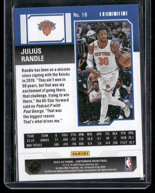2023-24 Panini Contenders #18 Julius Randle Season Ticket Retail