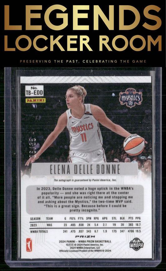 2024 Panini Prizm WNBA Elena Delle Donne Throwback Signatures Prizms Teal /35