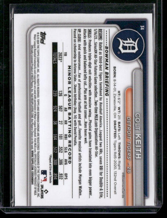 2024 Bowman Chrome #34 Colt Keith