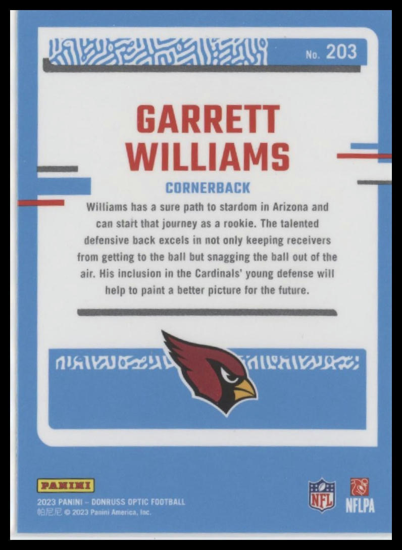 2023 Donruss Optic #203 Garrett Williams
