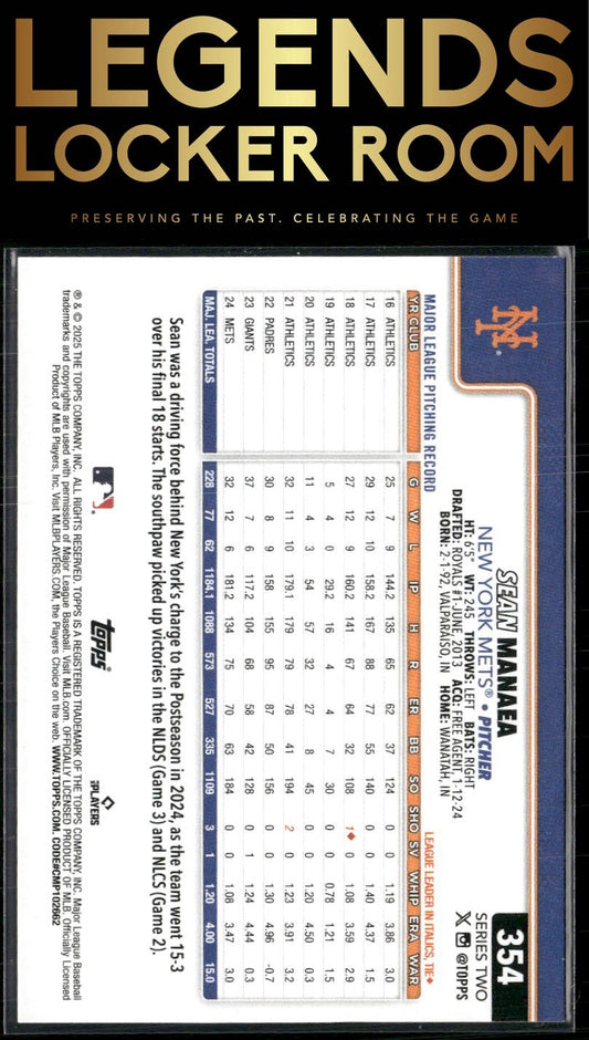 2025 Topps #354 Sean Manaea Rainbow Foil