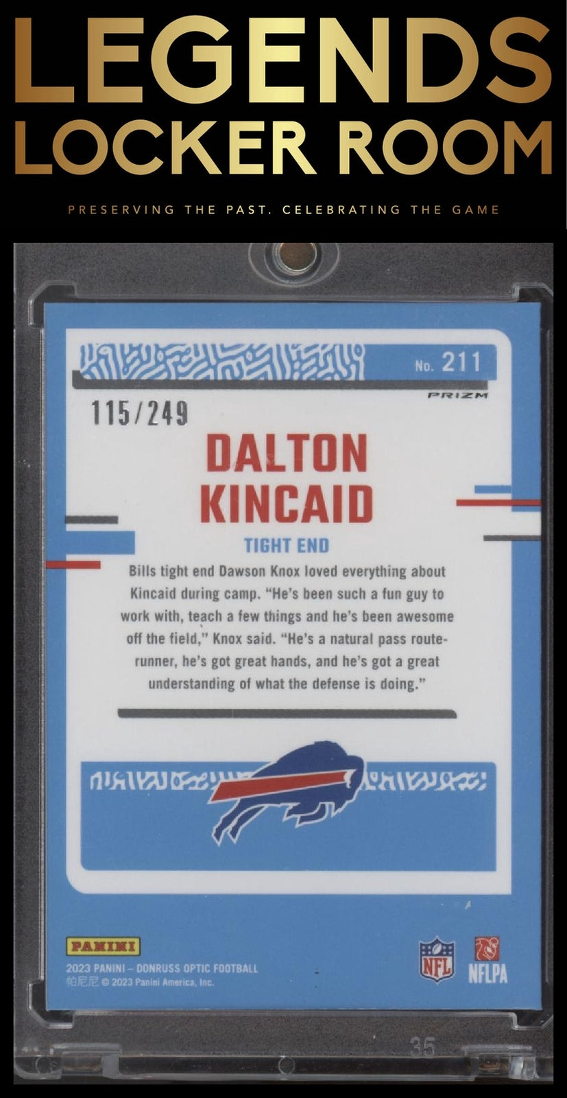2023 Donruss Optic #211 Dalton Kincaid Orange #/249