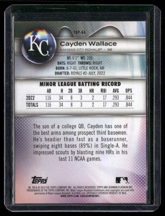 2023 Bowman Platinum #TOP-84 Cayden Wallace Top Prospects