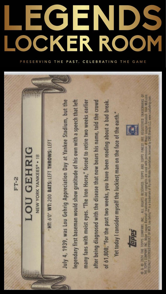 2024 Finest #FT-2 Lou Gehrig Finest Timeline