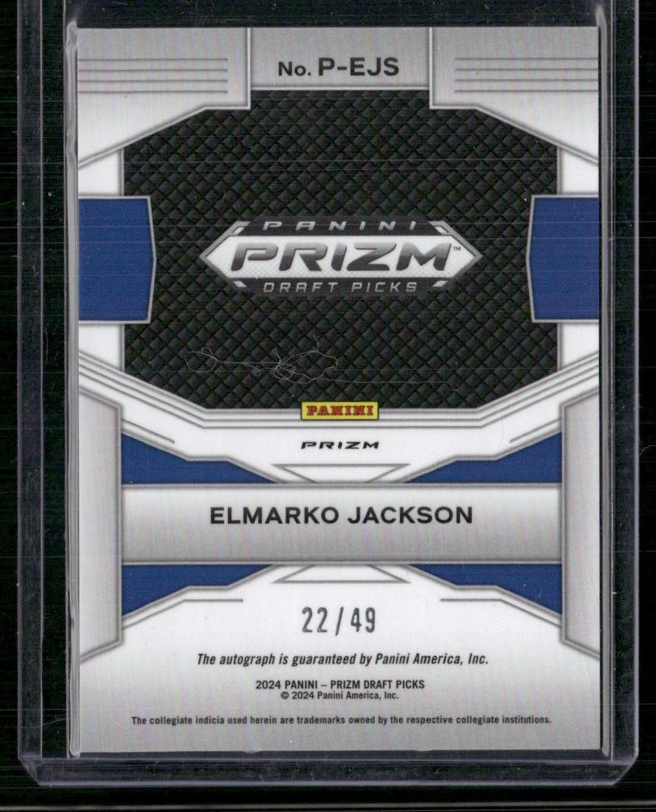 2024 Panini Prizm Draft Picks Elmarko Jackson Penmanship Orange Pulsar #/49