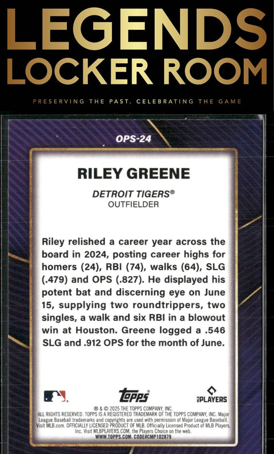 2025 Topps #OPS-24 Riley Greene OPS Leaders