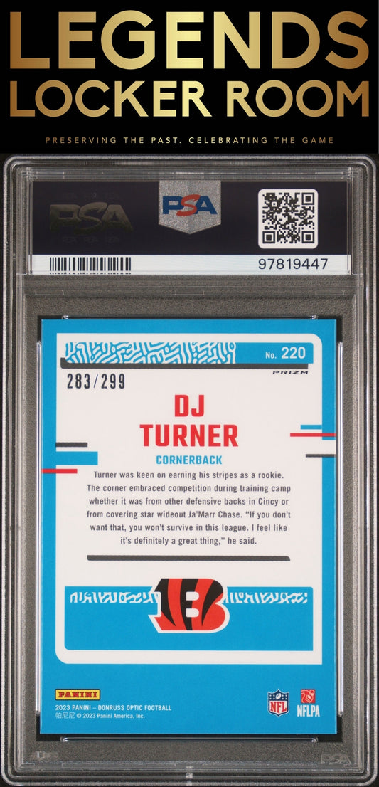 2023 Panini Donruss Optic #220 Dj Turner Aqua PSA 9