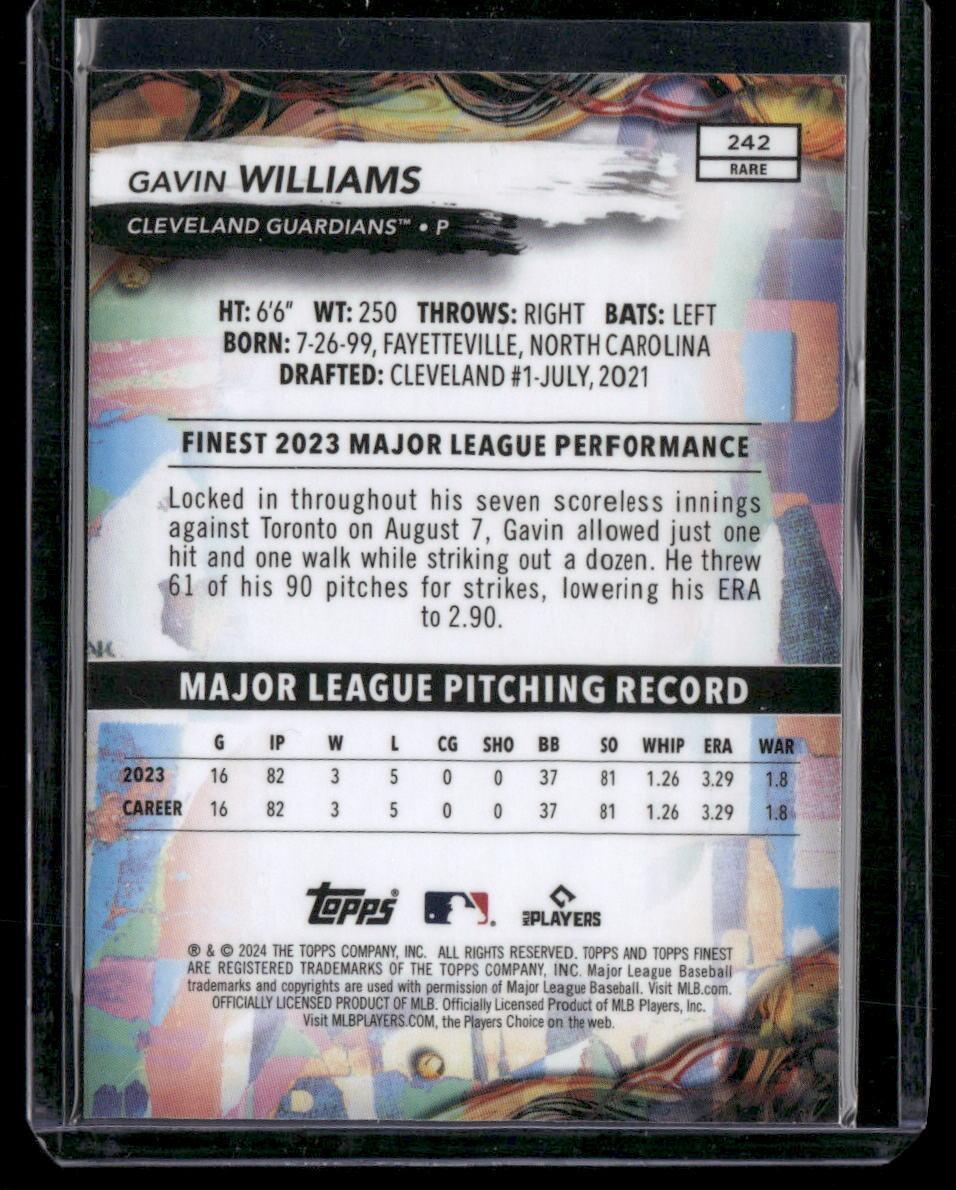 2024 Finest #242 Gavin Williams Checkerboard Refractors