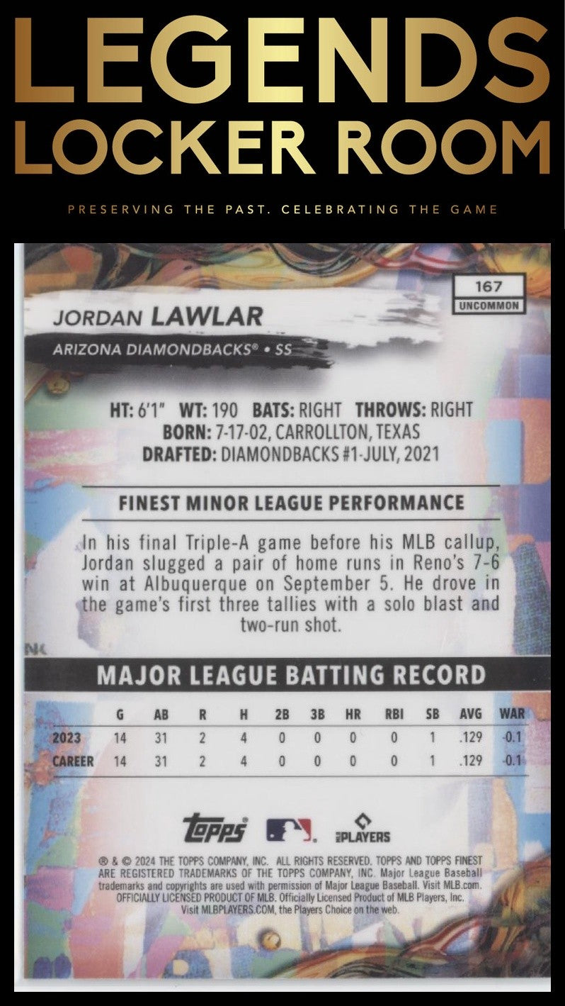 2024 Finest #167 Jordan Lawlar