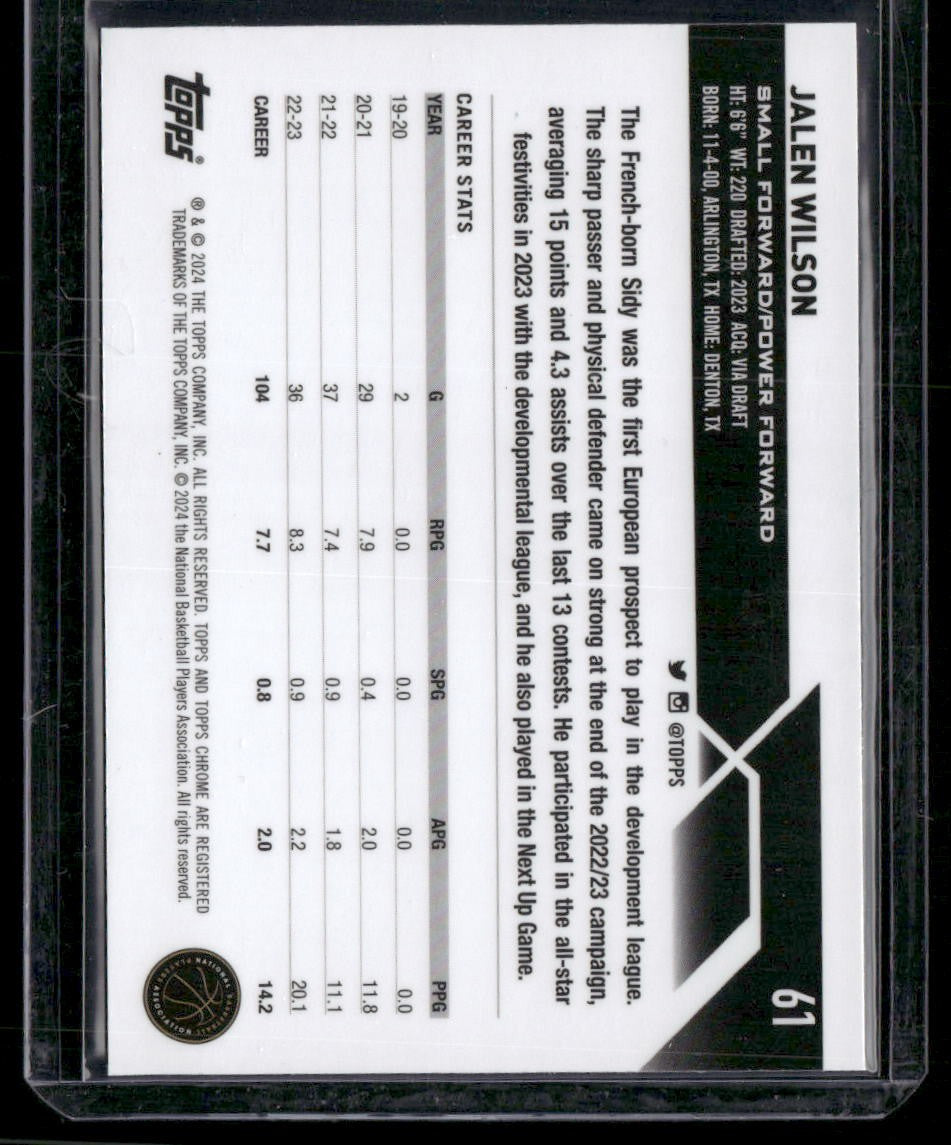 2023-24 Topps Chrome Sapphire #61 Jalen Wilson