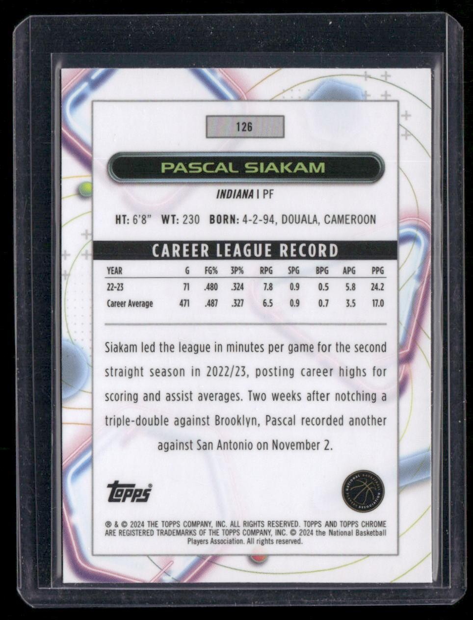 2023-24 Topps Chrome Cosmic #126 Pascal Siakam Nucleus Refractors