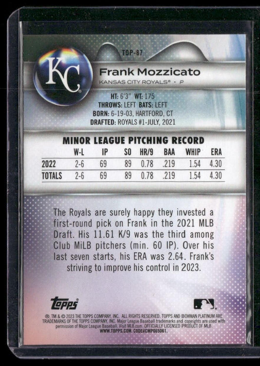 2023 Bowman Platinum #TOP-87 Frank Mozzicato Top Prospects