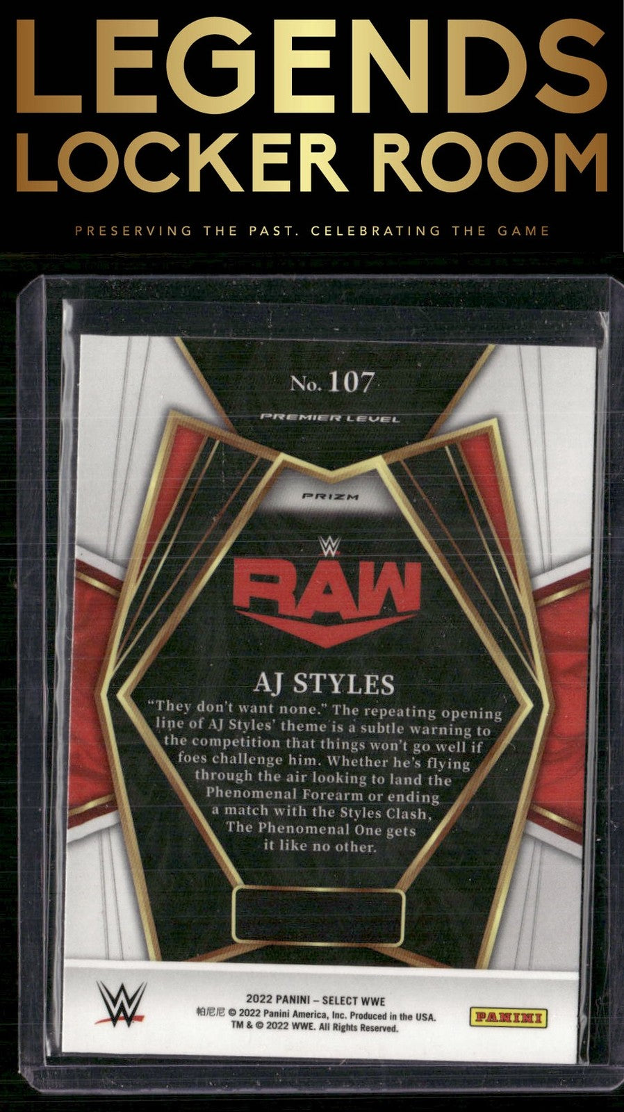 2022 Panini Select WWE #107 AJ Styles Orange Flash Prizms