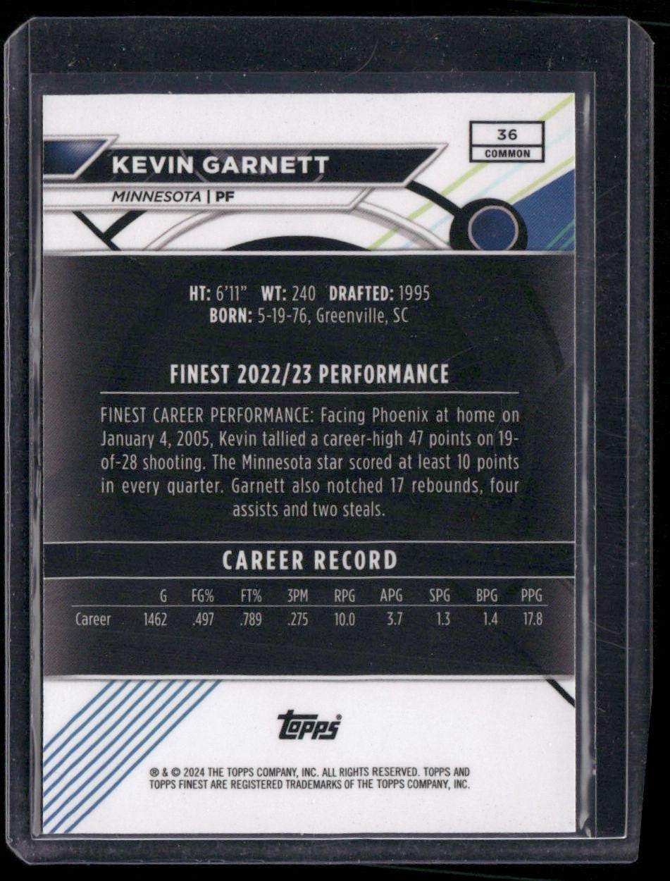 2023-24 Finest #36 Kevin Garnett Blue Checkerboard Refractors #/99