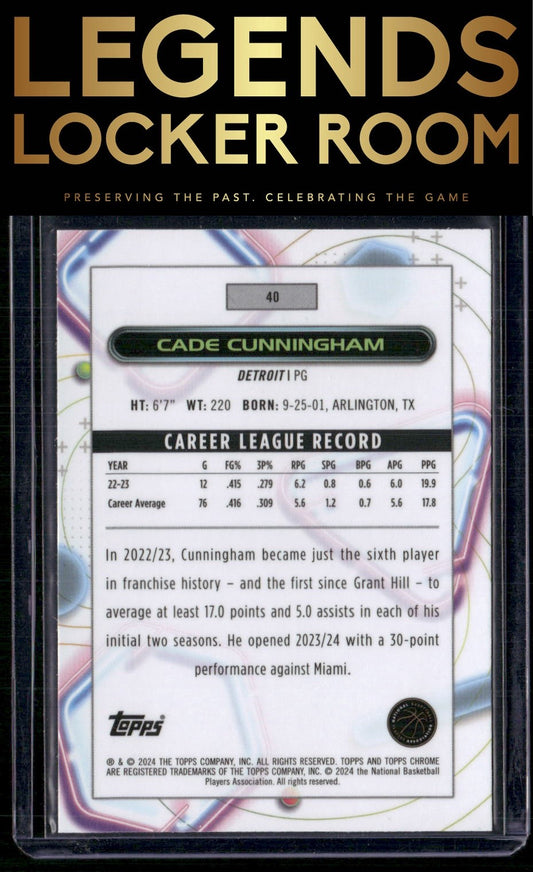2023-24 Topps Chrome Cosmic #40 Cade Cunningham