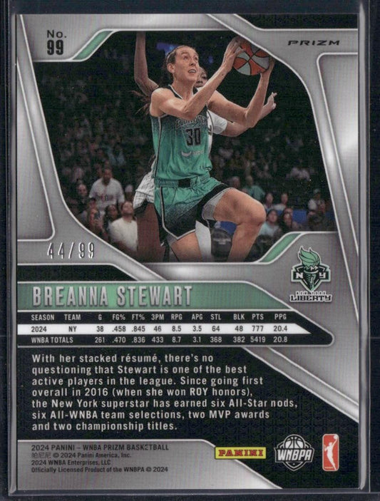 2024 Panini Prizm WNBA #99 Breanna Stewart Orange Prizms #/99