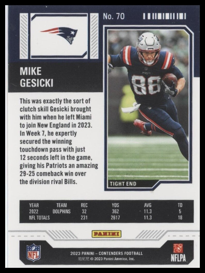 2023 Panini Contenders #70 Mike Gesicki