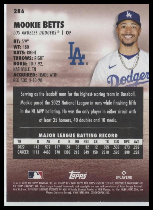 2023 Stadium Club #286 Mookie Betts