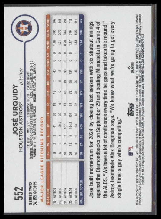 2024 Topps #552 José Urquidy