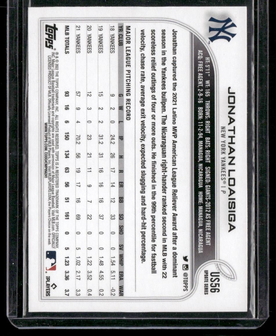 2022 Topps Update #US56 Jonathan Loaisiga