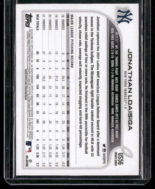 2022 Topps Update #US56 Jonathan Loaisiga