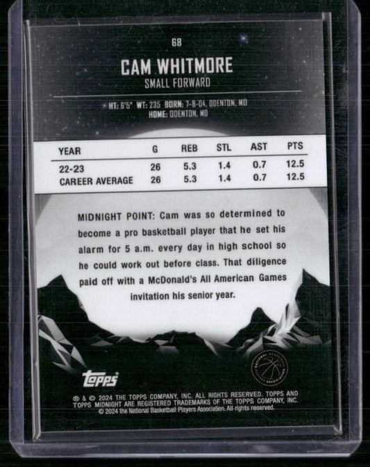 2023-24 Topps Midnight #68 Cam Whitmore /99