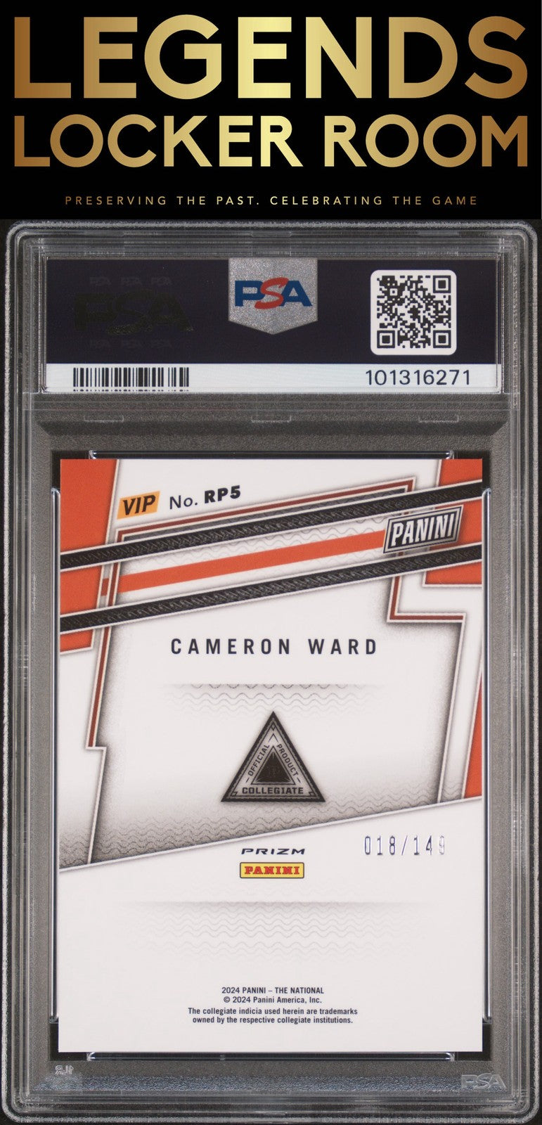 2024 Panini National Sports Convention Cameron Ward Red Sparkle PSA 9
