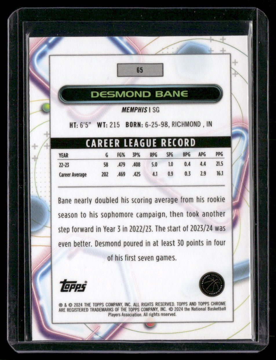 2023-24 Topps Chrome Cosmic #65 Desmond Bane
