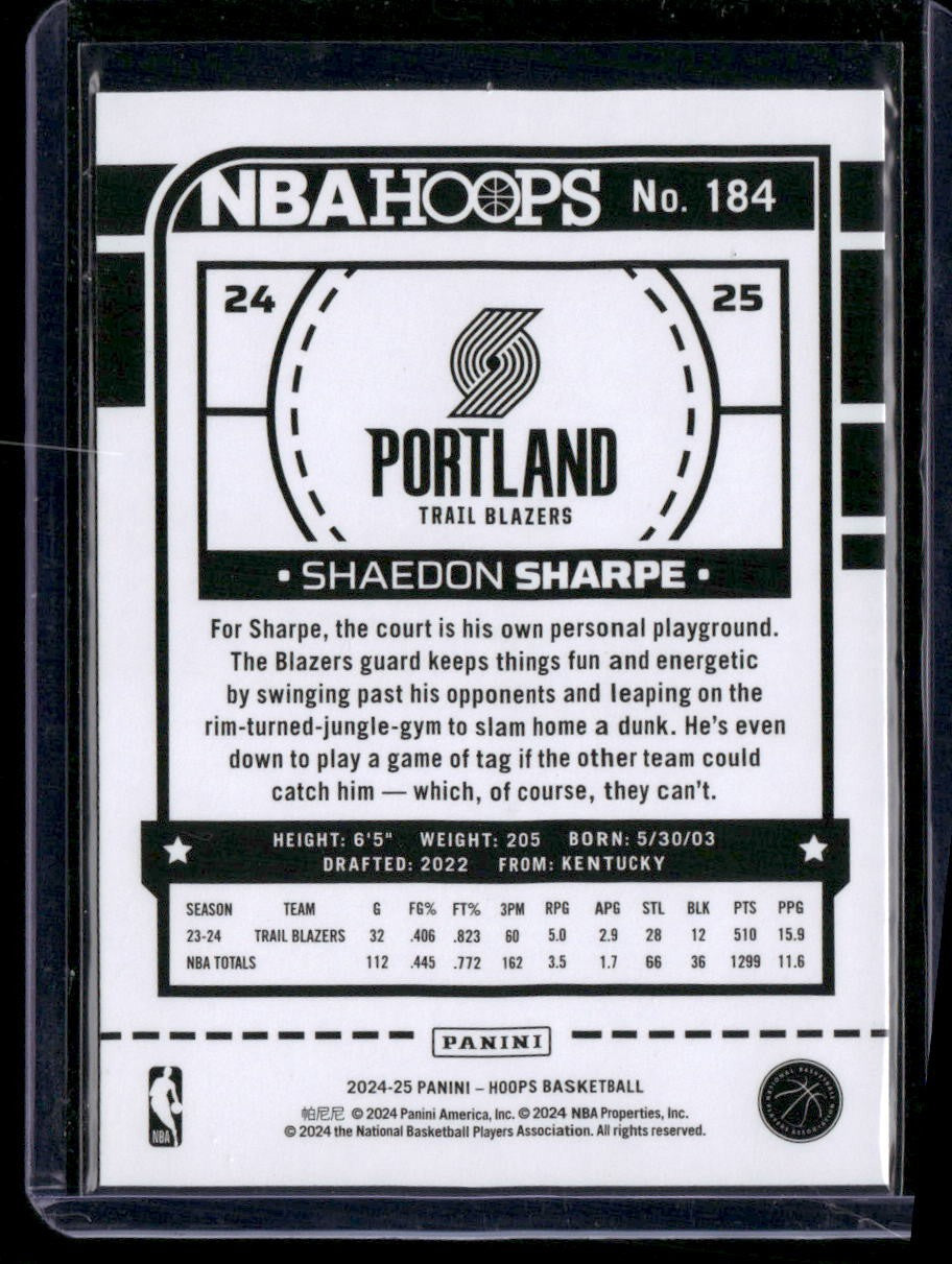 2024-25 Hoops #184 Shaedon Sharpe
