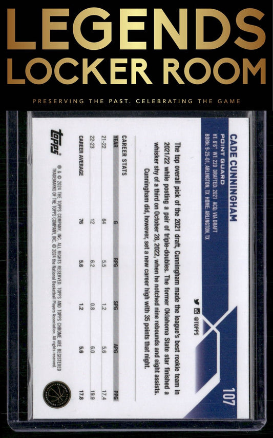 2023-24 Topps Chrome Sapphire Edition #107 Cade Cunningham