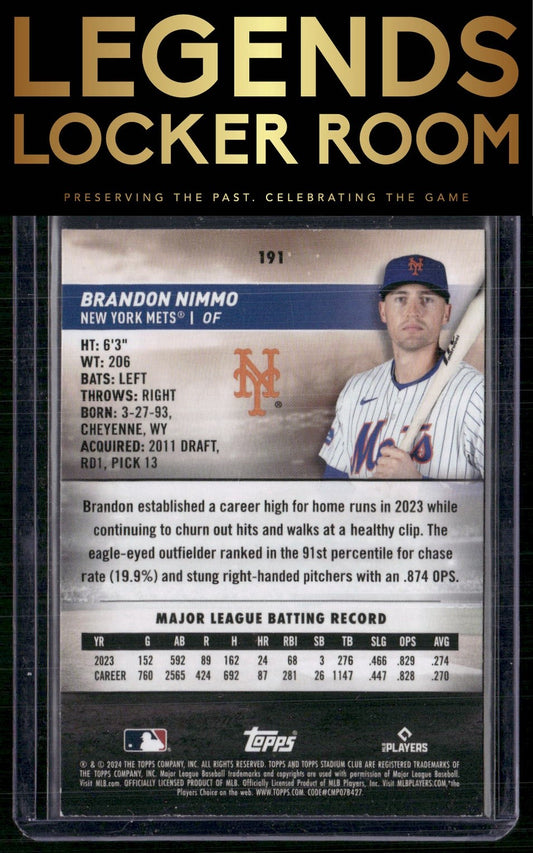 2024 Stadium Club #191 Brandon Nimmo Red Foil