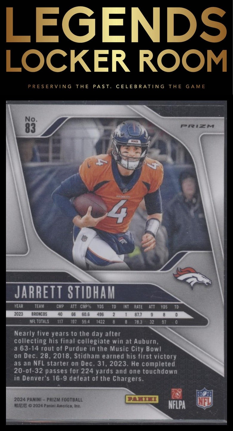 2024 Panini Prizm #83 Jarrett Stidham Silver