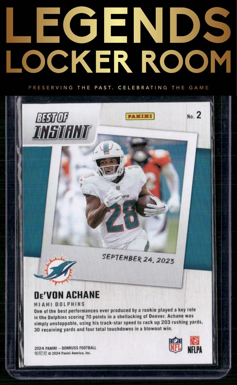 2024 Donruss #2 De'Von Achane Best of Panini Instant