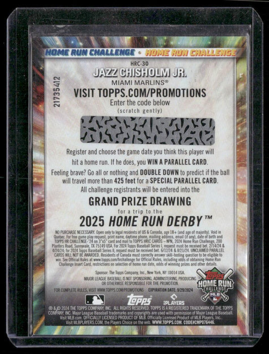 2024 Topps #HRC-30 Jazz Chisholm Jr. Home Run Challenge (Series One)