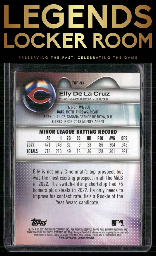 2023 Bowman Platinum #TOP-93 Elly De La Cruz Top Prospects