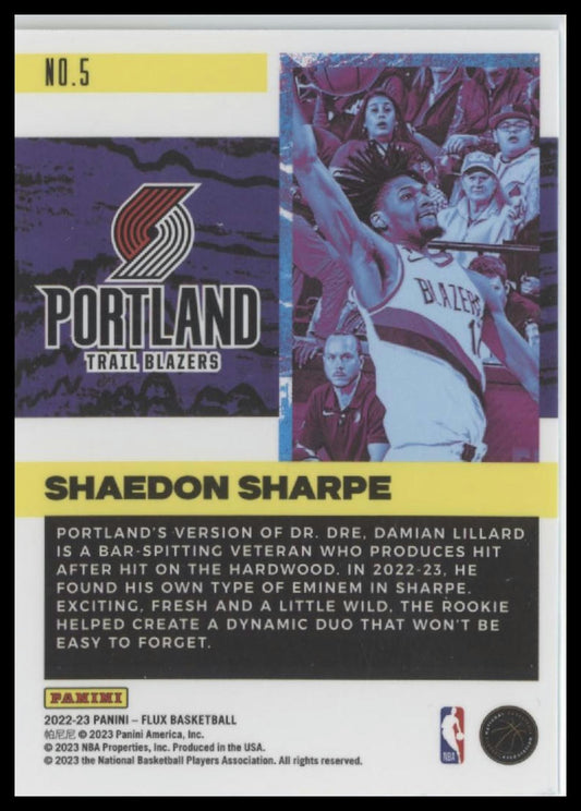 2022-23 Panini Flux #5 Shaedon Sharpe Freshman Year