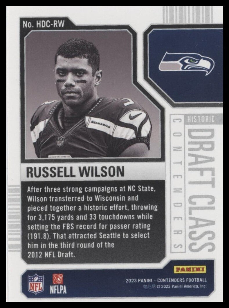 2023 Panini Contenders #HDC-RW Russell Wilson Historic Draft Class Contenders