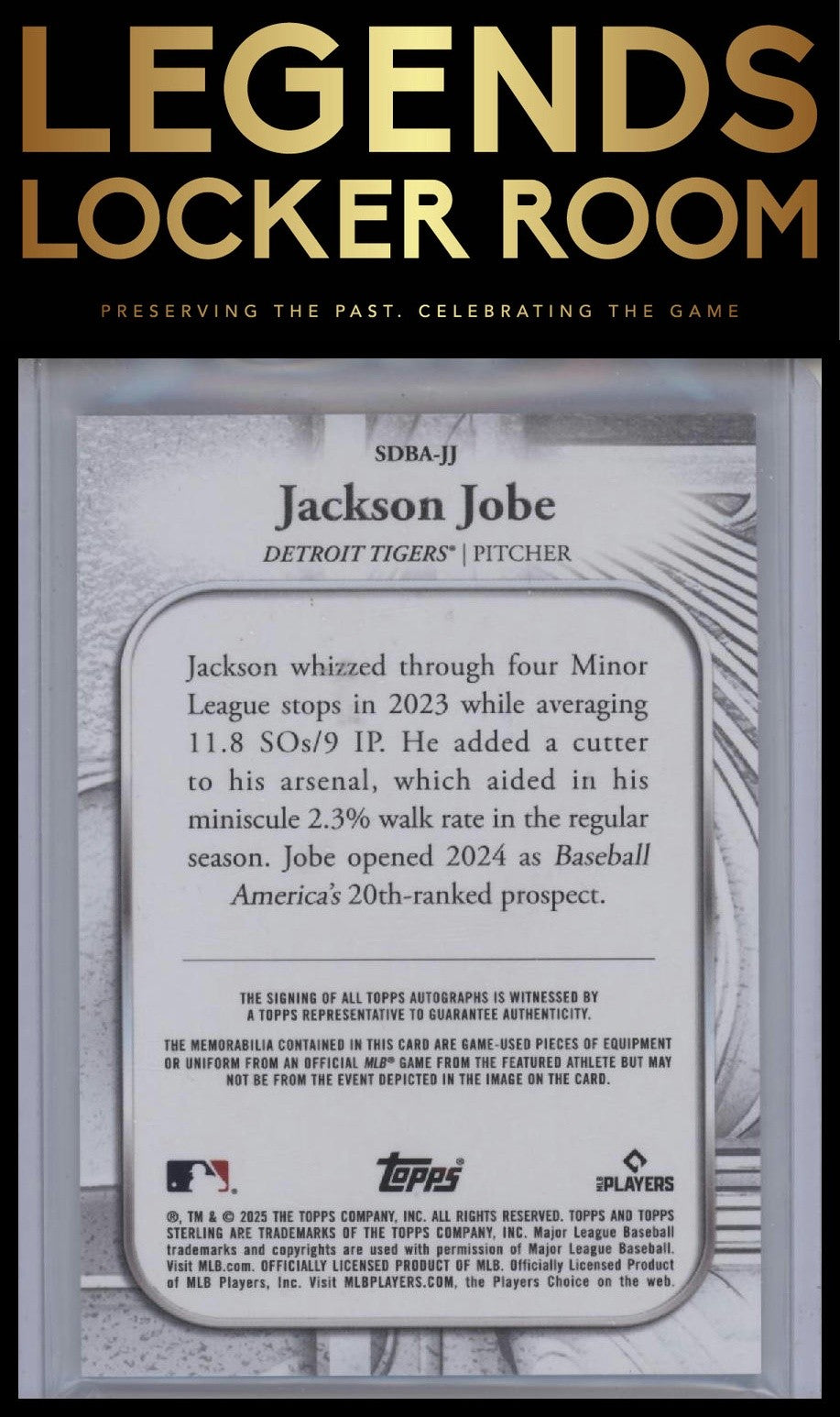 2024 Topps Sterling #SDBA-JJ Jackson Jobe Debut Autograp Dual Relic /25