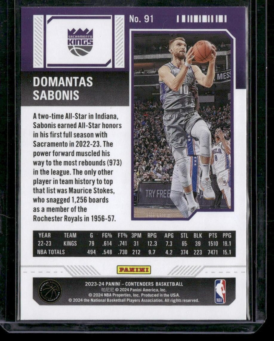 2023-24 Panini Contenders #91 Domantas Sabonis