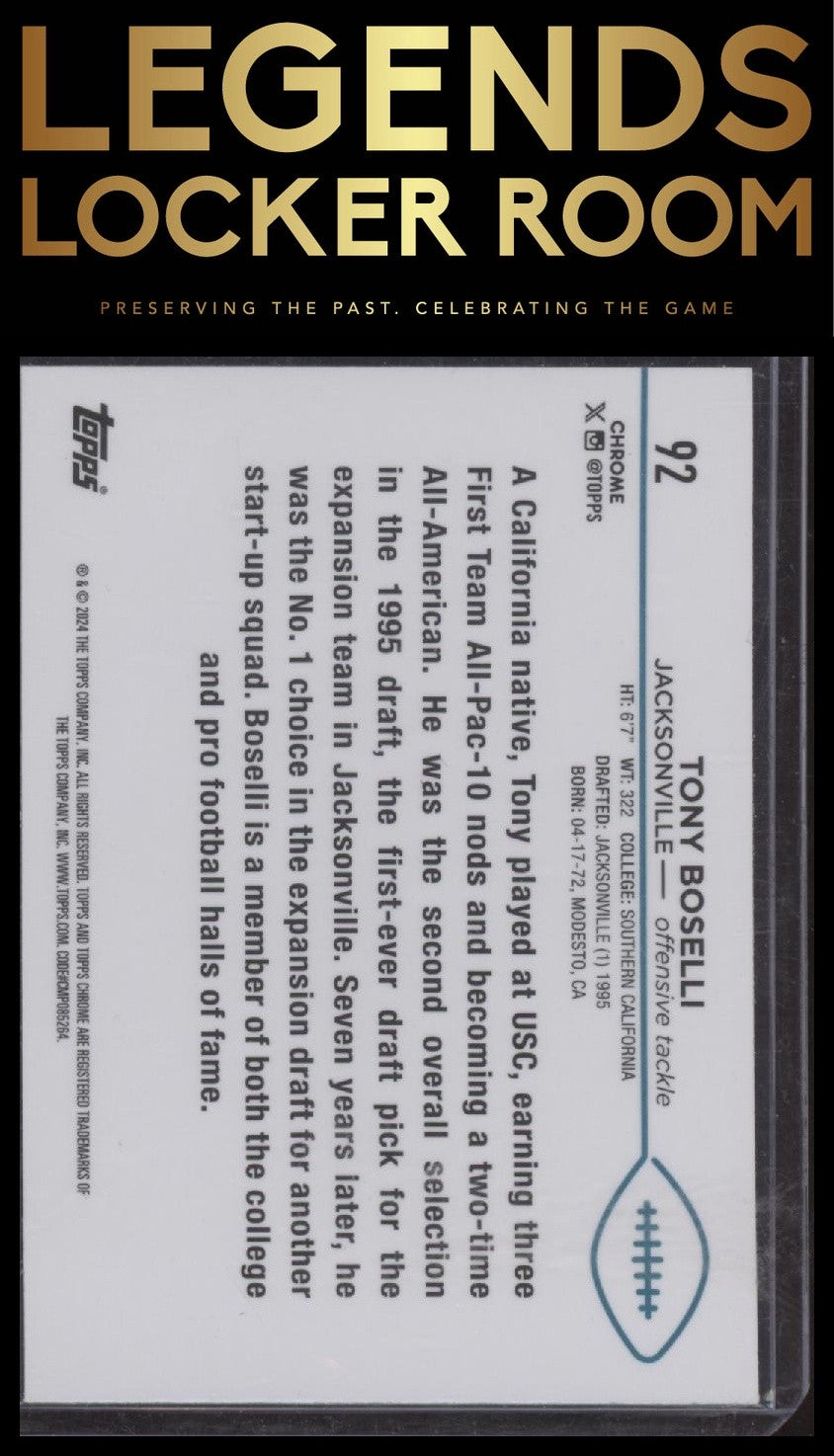 2024 Topps Chrome #92 Tony Boselli Green Geometric Refractor #/99