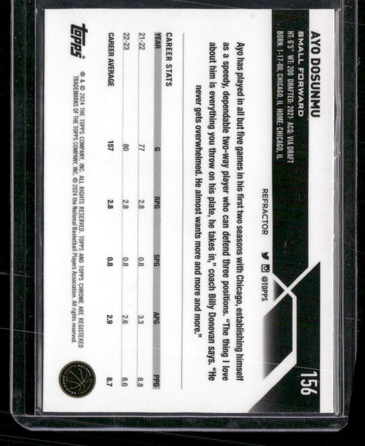 2023-24 Topps Chrome #156 Ayo Dosunmu Refractors