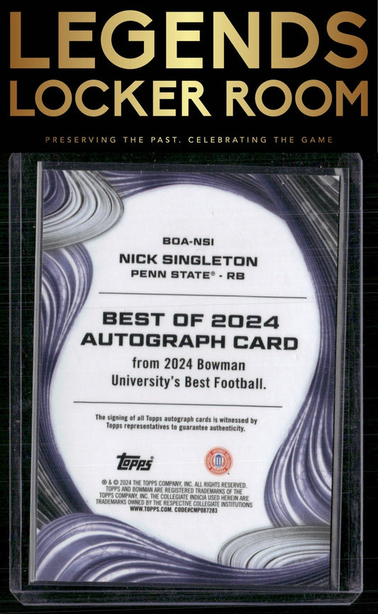 2024 Bowman University Best #BOA-NSI Nick Singleton Best of 2024 Autographs