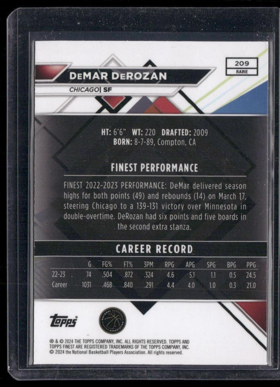 2023-24 Finest #209 DeMar DeRozan Purple Checkerboard Refractors #/75