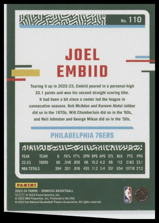 2023-24 Donruss #110 Joel Embiid